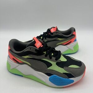 Puma 368809-01 Size 5.5 C Shoes RS-X Kids Black Grey Lime Green Blue Sneakers